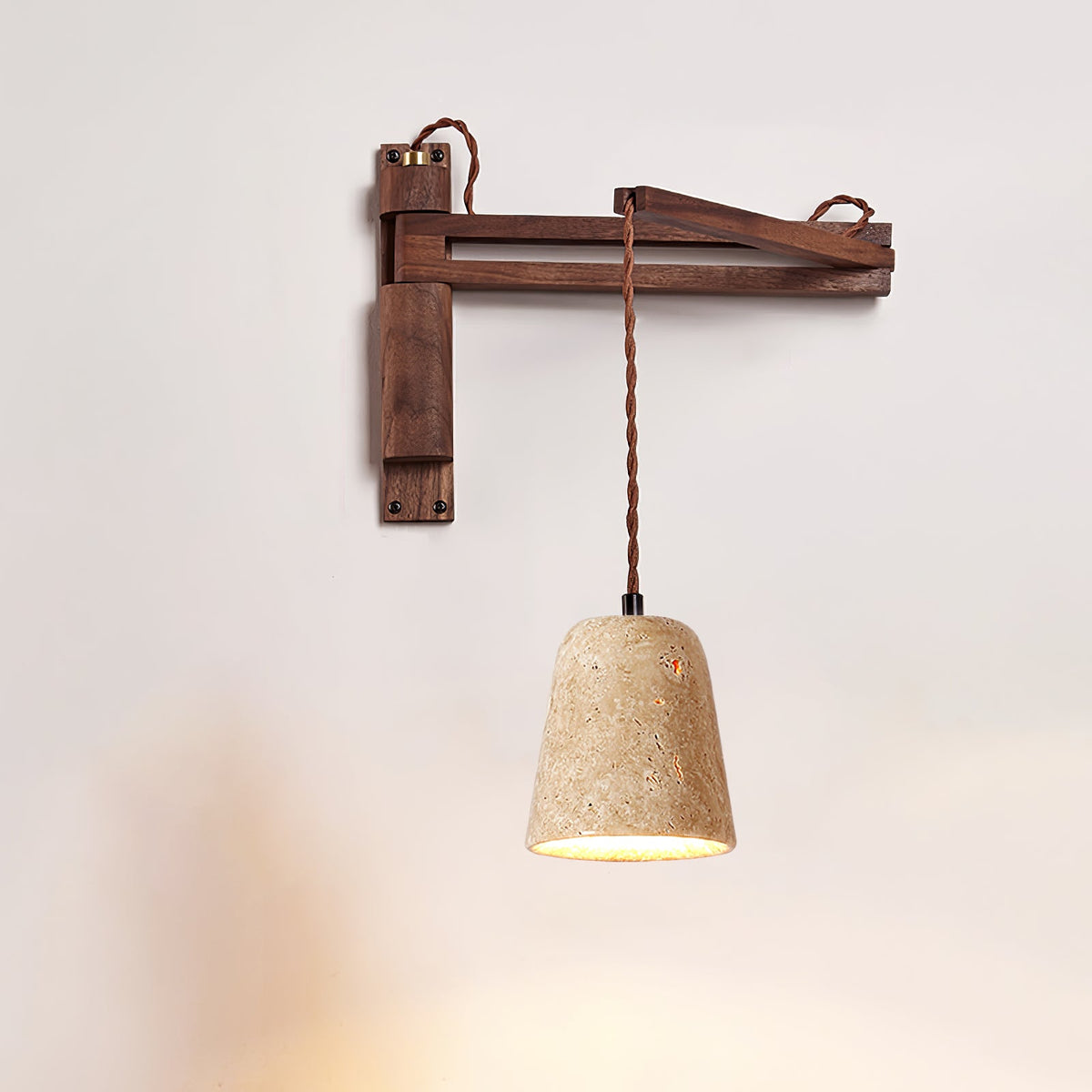 Ligno Arc Wall Sconce in Travertine and Walnut