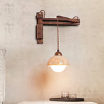 Ligno Arc Wall Sconce in Travertine and Walnut