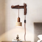 Ligno Arc Wall Sconce in Travertine and Walnut