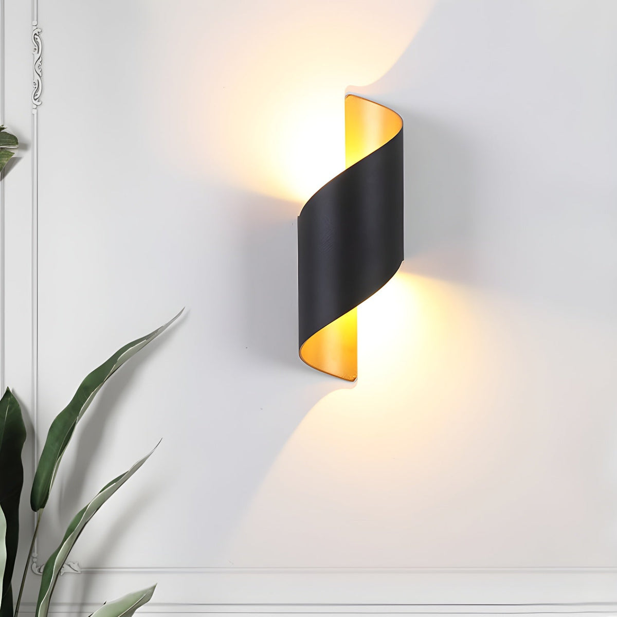Lila Wall Sconce – Modern Ribbon LED Wall Light in Black & Gold