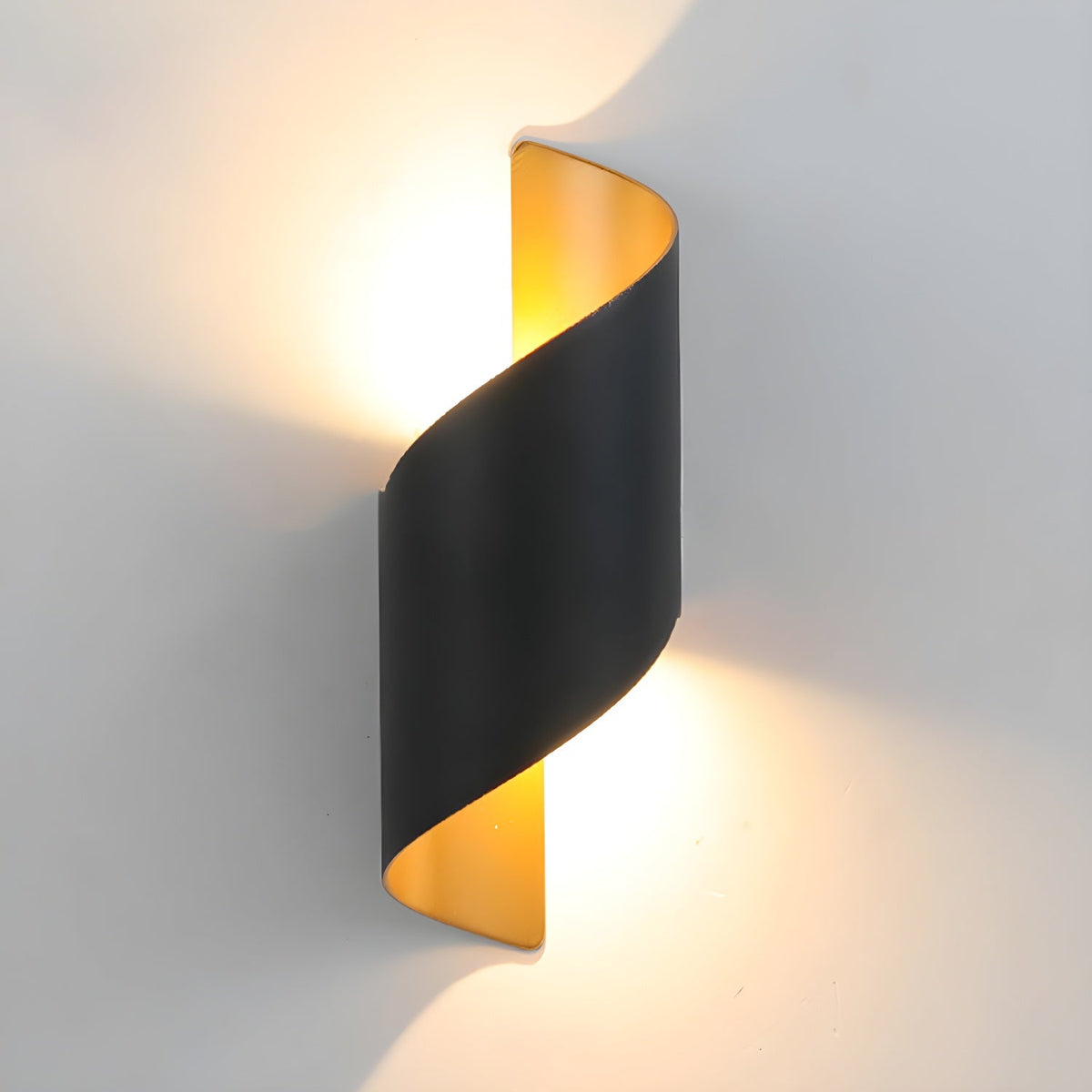 Lila Wall Sconce – Modern Ribbon LED Wall Light in Black & Gold