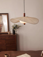 Lilium Drift Pendant Light – Sculptural Fabric Shade with Walnut Accents