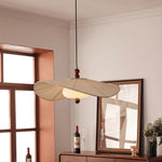 Lilium Drift Pendant Light – Sculptural Fabric Shade with Walnut Accents
