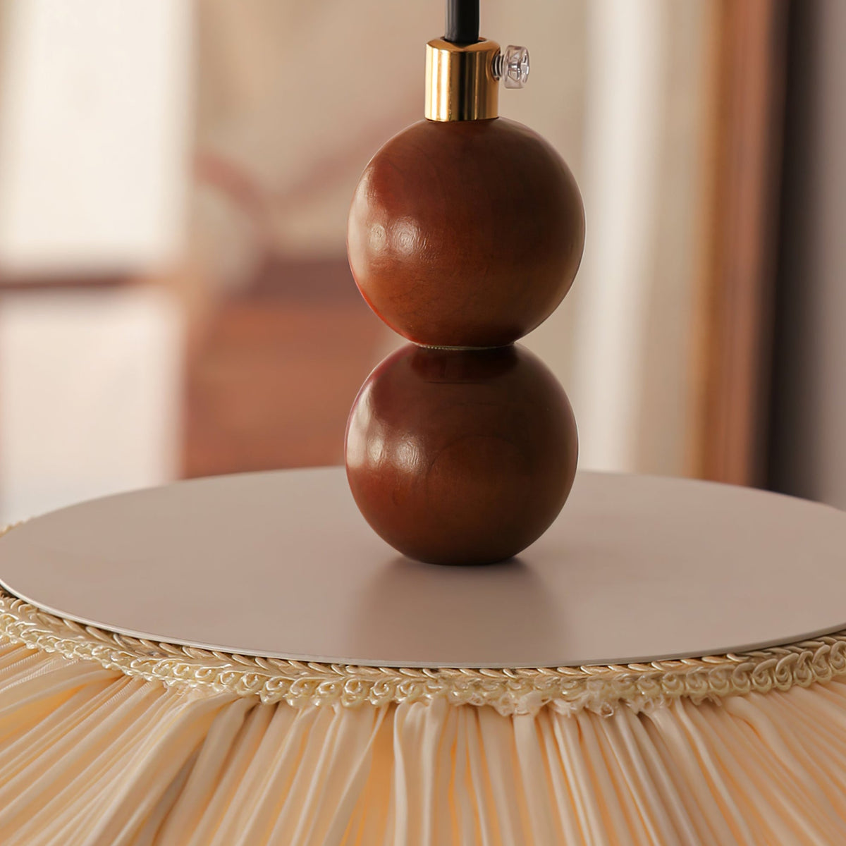 Lilium Drift Pendant Light – Sculptural Fabric Shade with Walnut Accents