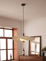 Lilium Drift Pendant Light – Sculptural Fabric Shade with Walnut Accents
