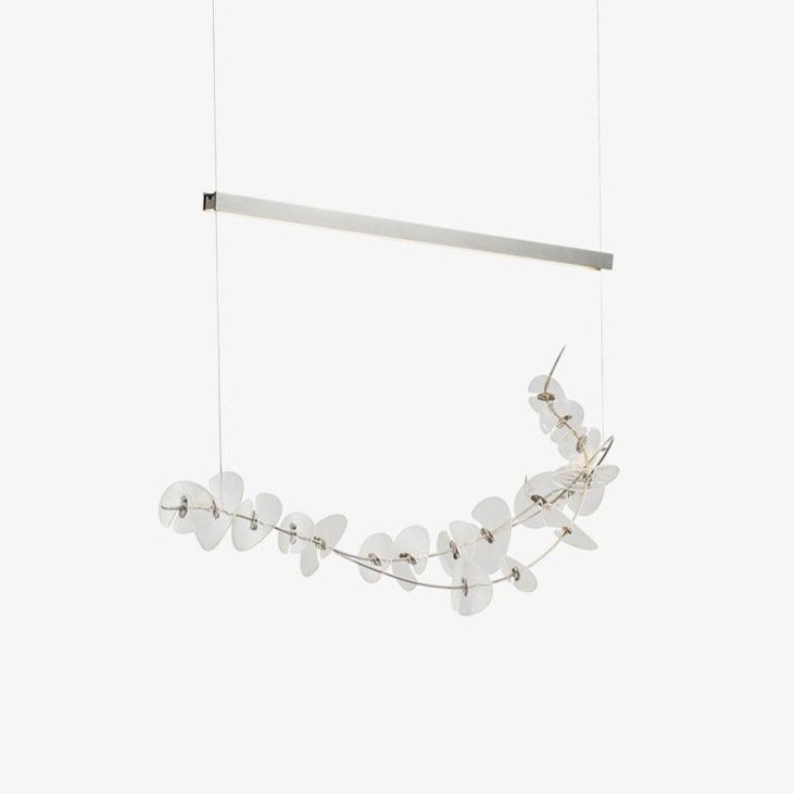 Lily LED Linear Pendant Light – Modern Botanical Glass & Steel Chandelier