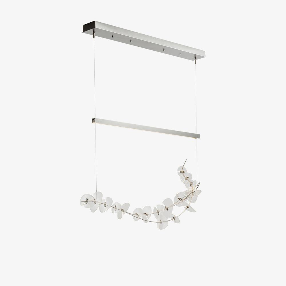 Lily LED Linear Pendant Light – Modern Botanical Glass & Steel Chandelier