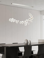 Lily LED Linear Pendant Light – Modern Botanical Glass & Steel Chandelier