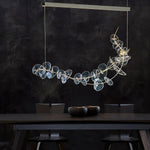 Lily LED Linear Pendant Light – Modern Botanical Glass & Steel Chandelier
