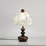 Lilybelle Blossom Table Lamp – Walnut Wood & Fabric Floral Shade