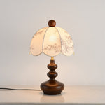 Lilybelle Blossom Table Lamp – Walnut Wood & Fabric Floral Shade