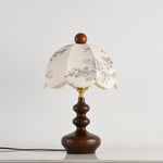 Lilybelle Blossom Table Lamp – Walnut Wood & Fabric Floral Shade