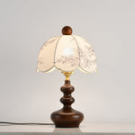 Lilybelle Blossom Table Lamp – Walnut Wood & Fabric Floral Shade