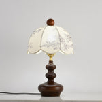 Lilybelle Blossom Table Lamp – Walnut Wood & Fabric Floral Shade