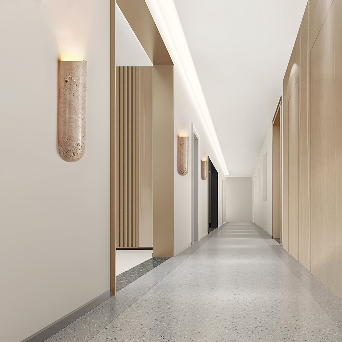 Lina Travertine Wall Sconce – Sculptural Stone Lighting for Modern Interiors