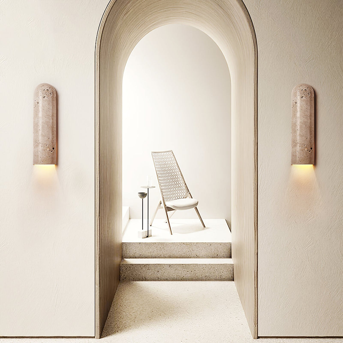 Lina Travertine Wall Sconce – Sculptural Stone Lighting for Modern Interiors