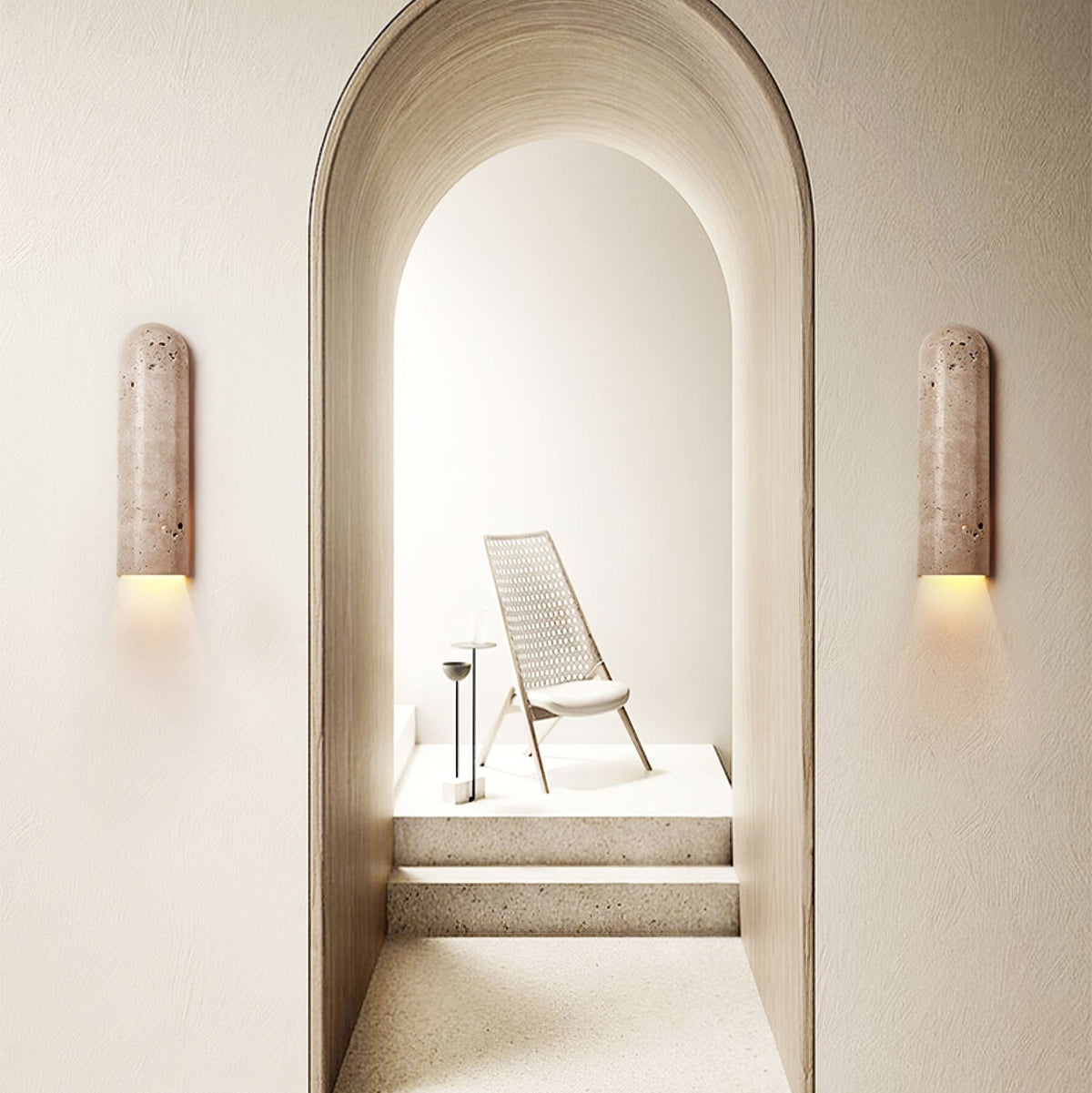 Lina Travertine Wall Sconce – Sculptural Stone Lighting for Modern Interiors