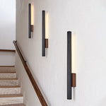 Linaris LED Wall Sconce in Black Travertine and Walnut Wood