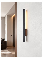 Linaris LED Wall Sconce in Black Travertine and Walnut Wood