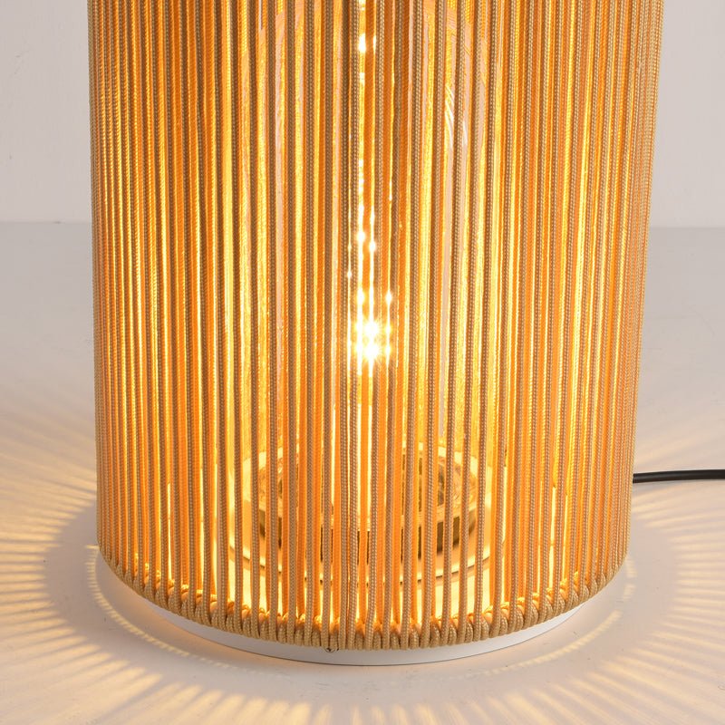 Linden Column Solar Outdoor Lamp – Natural Rattan Post Light for Garden & Patio