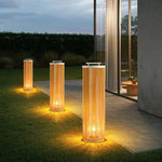 Linden Column Solar Outdoor Lamp – Natural Rattan Post Light for Garden & Patio