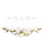 Linden Leaves Crystal LED Chandelier | Modern Linear Pendant Light for Dining Room and Foyer
