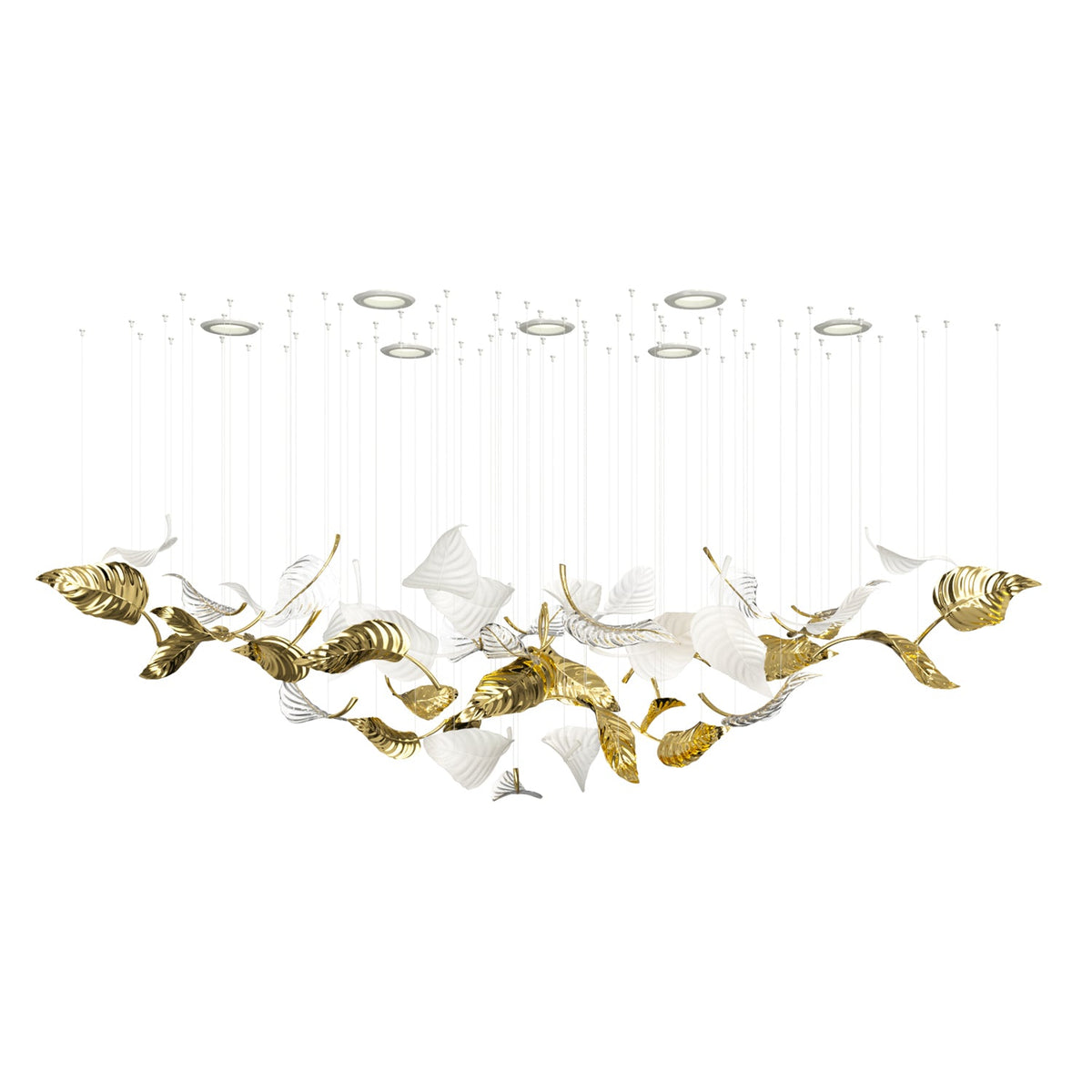 Linden Leaves Crystal LED Chandelier | Modern Linear Pendant Light for Dining Room and Foyer