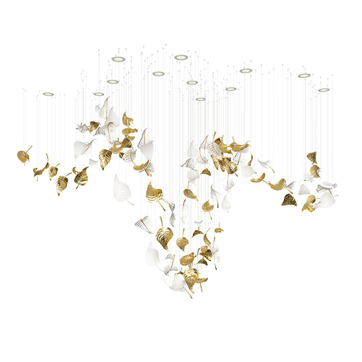 Linden Leaves Crystal LED Chandelier | Modern Linear Pendant Light for Dining Room and Foyer