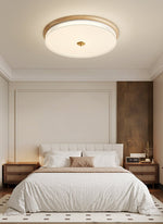 Lindor Wood LED Flush Mount Ceiling Light, Modern Natural Wood Ring