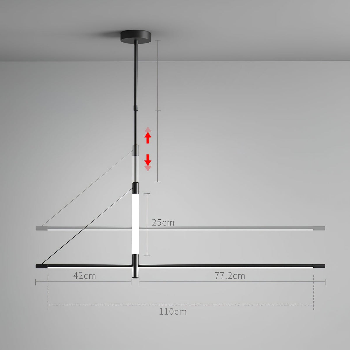 Linea Axis Modern Linear LED Pendant Light for Kitchen Island