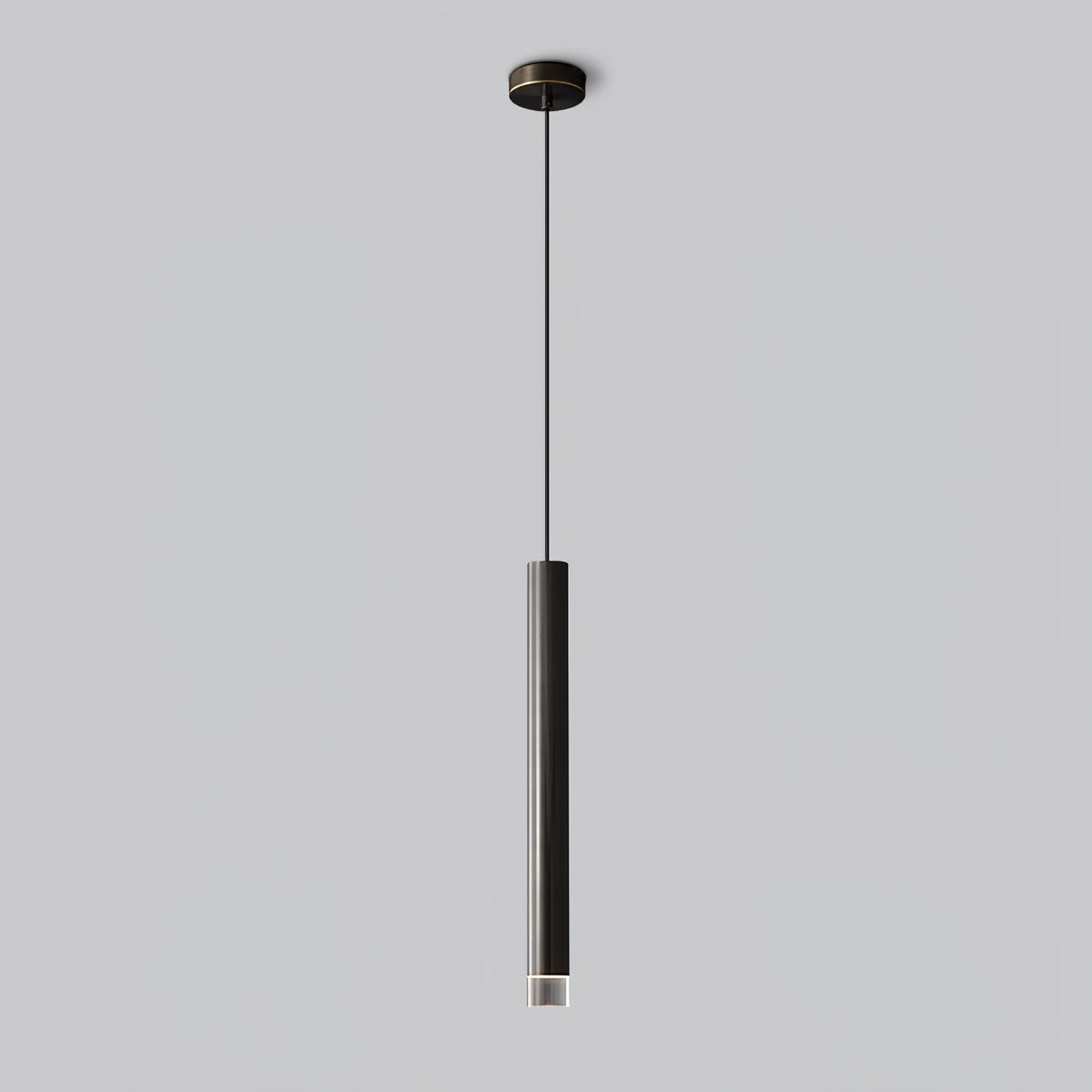 Linea Mono Linear Pendant Light in Matte Black with Brass Accents