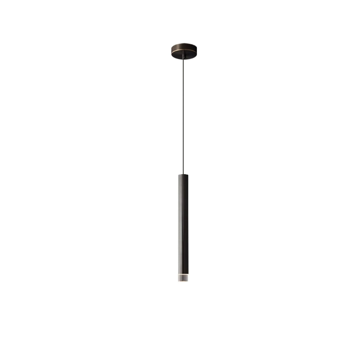 Linea Mono Linear Pendant Light in Matte Black with Brass Accents