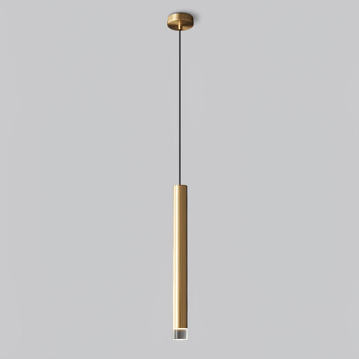 Linea Mono Linear Pendant Light in Matte Black with Brass Accents
