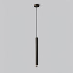 Linea Mono Linear Pendant Light in Matte Black with Brass Accents