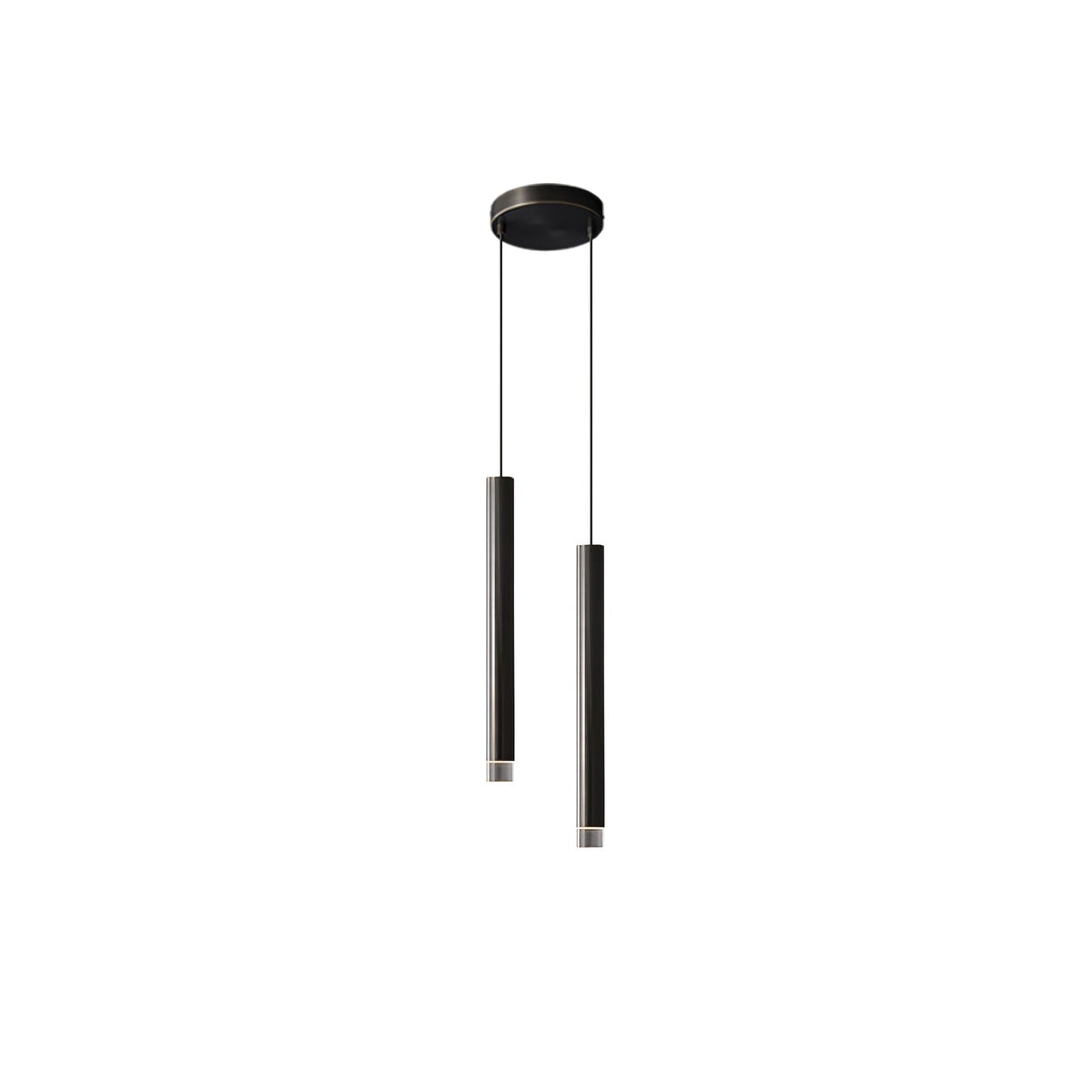 Linea Mono Linear Pendant Light in Matte Black with Brass Accents