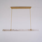 Linear Alabaster Chandelier in Brass or Black, Modern LED Pendant Light for Dining Room and Living Room