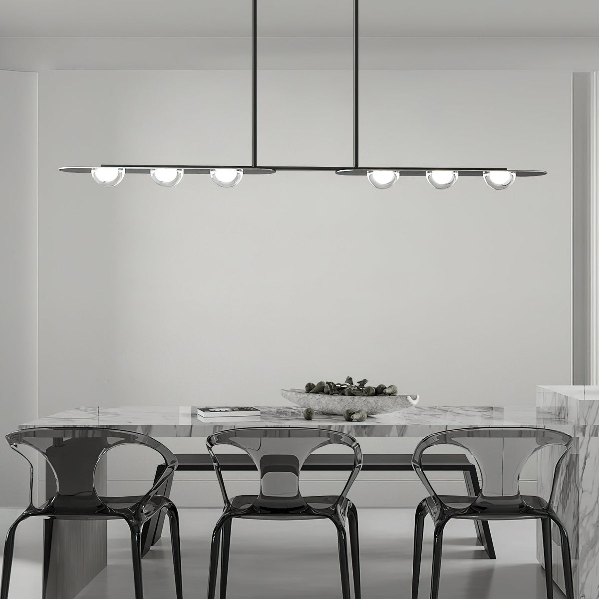 Linear LED Pendant Light in Brass and Glass for Modern Interiors