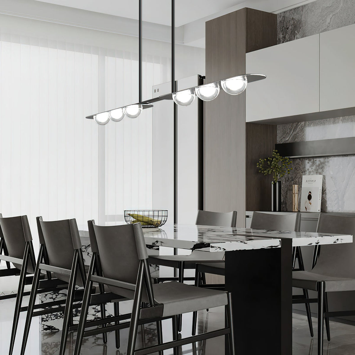 Linear LED Pendant Light in Brass and Glass for Modern Interiors