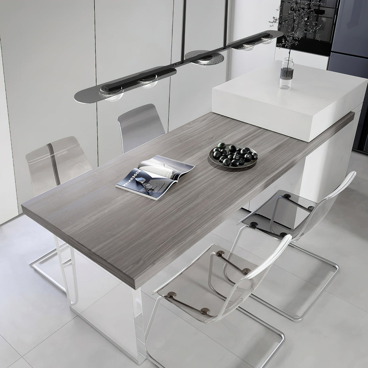 Linear LED Pendant Light in Brass and Glass for Modern Interiors