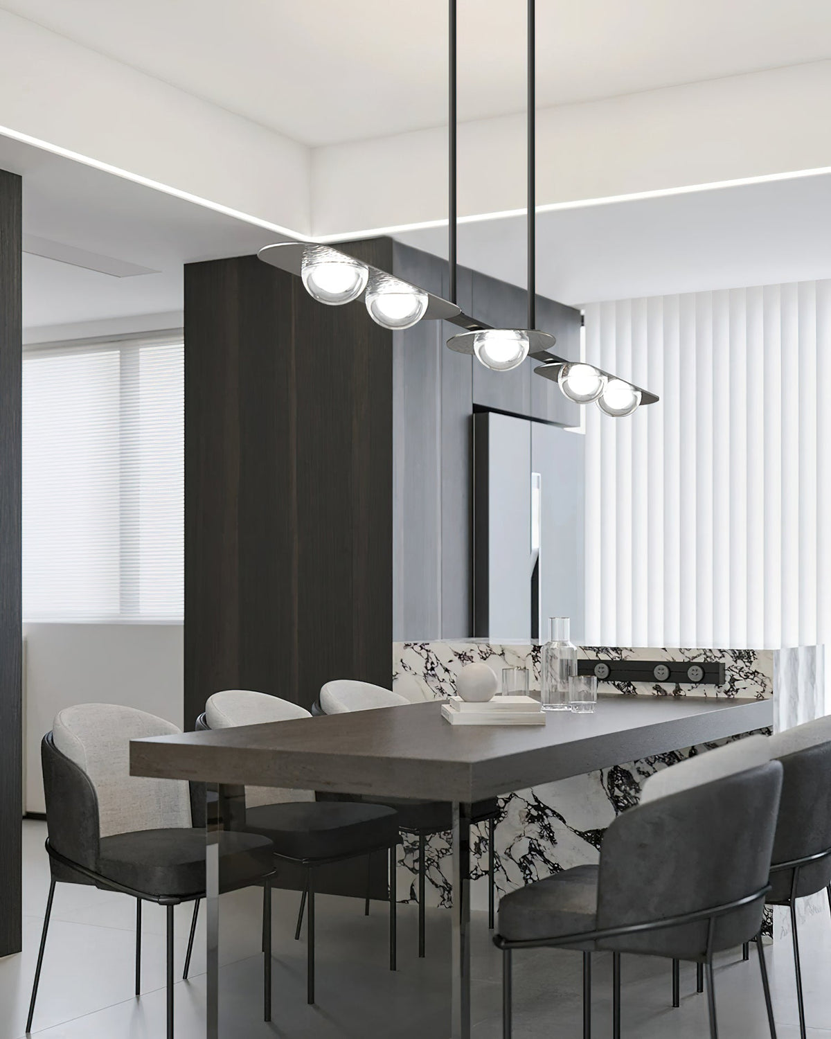 Linear LED Pendant Light in Brass and Glass for Modern Interiors