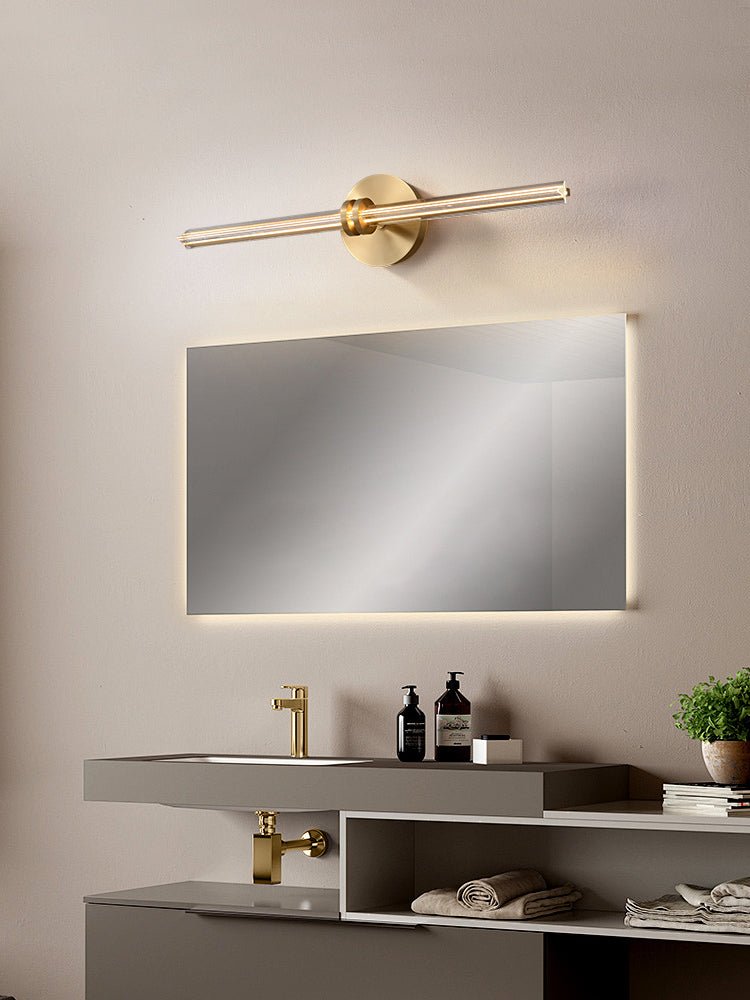 Linear Filament Wall Sconce in Brass and Glass for Modern Interiors