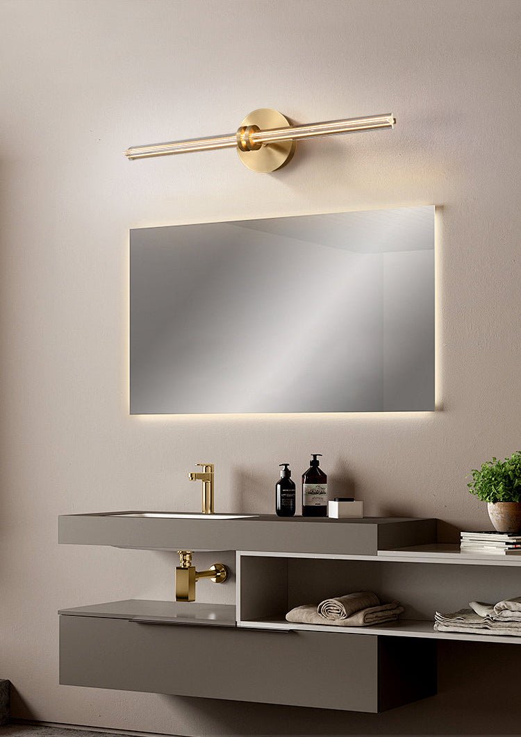 Linear Filament Wall Sconce in Brass and Glass for Modern Interiors