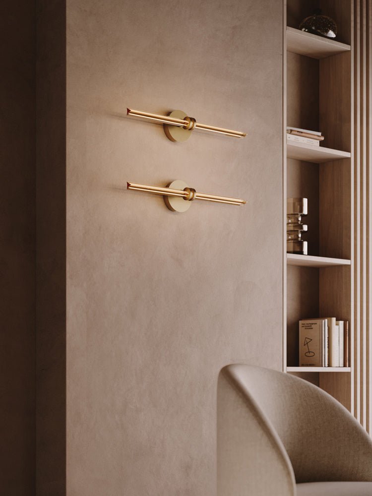 Linear Filament Wall Sconce in Brass and Glass for Modern Interiors