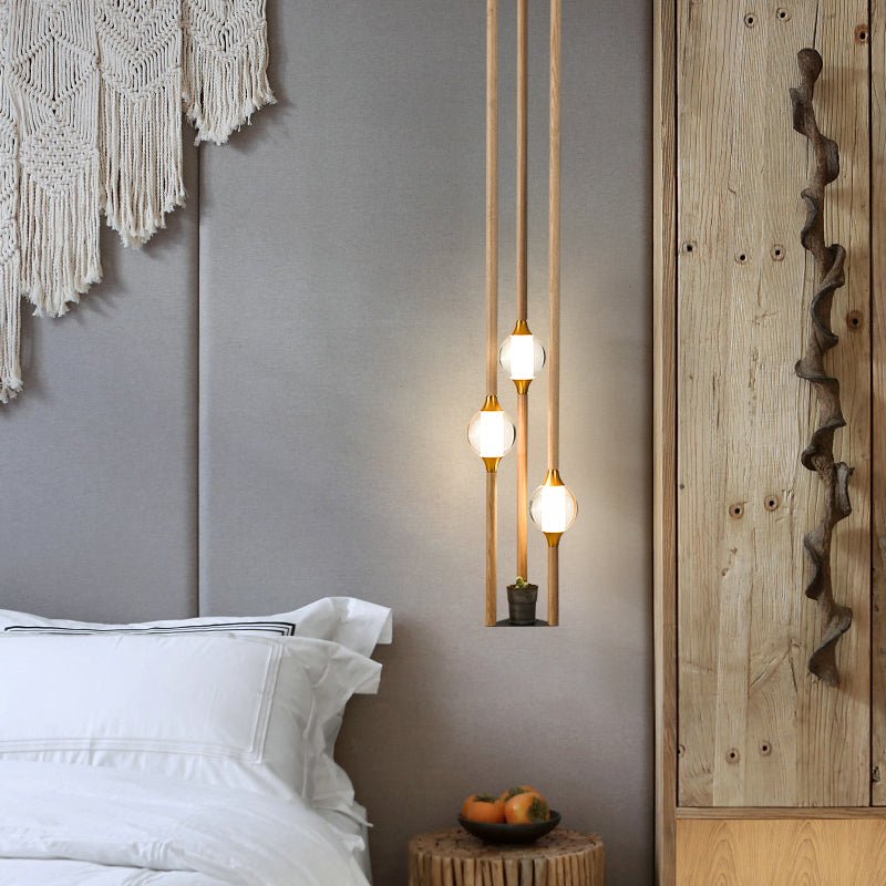 Droplet Pendant Light with Wood and Brass Accents
