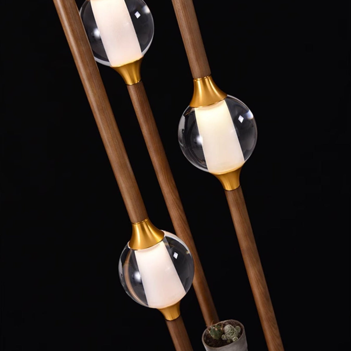Droplet Pendant Light with Wood and Brass Accents