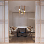 Droplet Pendant Light with Wood and Brass Accents