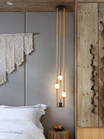 Droplet Pendant Light with Wood and Brass Accents