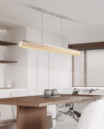 Linear Travertine Pendant Light – Modern Stone Suspension Lamp for Dining & Kitchen Island