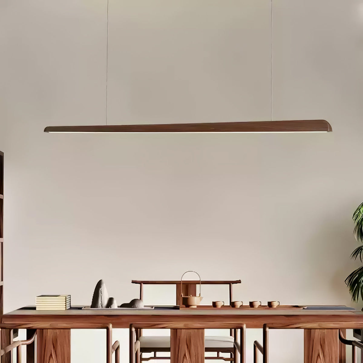 Linearity Modern Walnut LED Linear Pendant Light for Kitchen Island and Dining Room