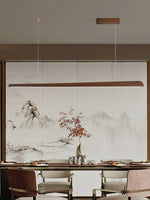 Linearity Modern Walnut LED Linear Pendant Light for Kitchen Island and Dining Room